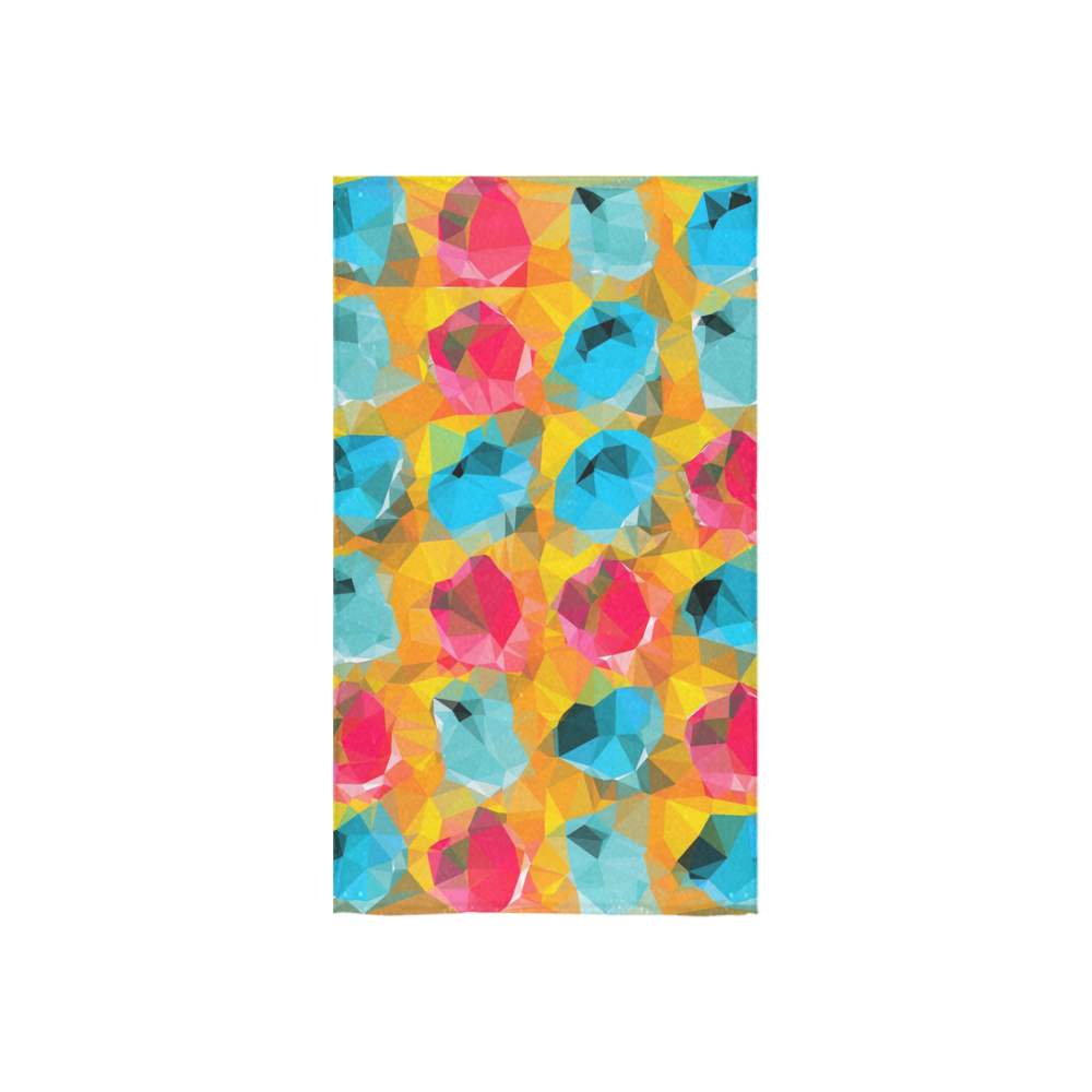 geometric polygon abstract pattern in blue orange red Custom Towel 16"x28"