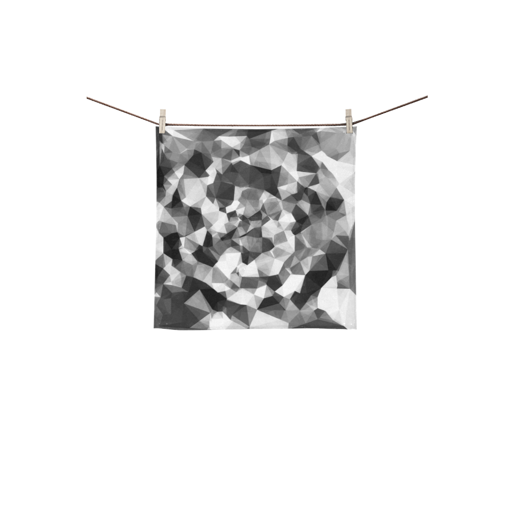contemporary geometric polygon abstract pattern in black and white Square Towel 13“x13”