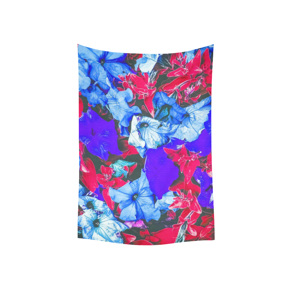 closeup flower texture abstract in blue purple red Cotton Linen Wall Tapestry 40"x 60"