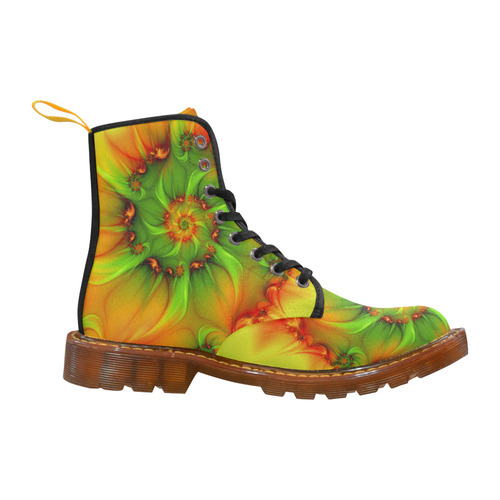 Hot Summer Green Orange Abstract Colorful Fractal Martin Boots For Women Model 1203H