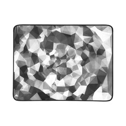 contemporary geometric polygon abstract pattern in black and white Beach Mat 78"x 60"