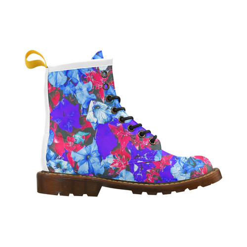 closeup flower texture abstract in blue purple red High Grade PU Leather Martin Boots For Women Model 402H