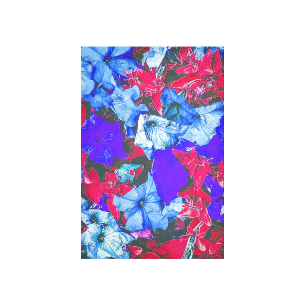 closeup flower texture abstract in blue purple red Cotton Linen Wall Tapestry 40"x 60"
