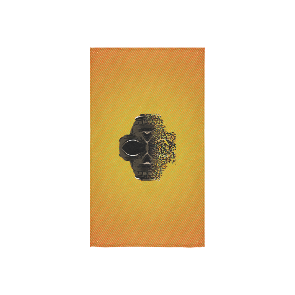 fractal black skull portrait with orange abstract background Custom Towel 16"x28"