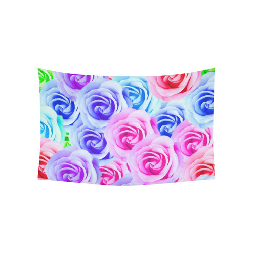 closeup colorful rose texture background in pink purple blue green Cotton Linen Wall Tapestry 60"x 40"