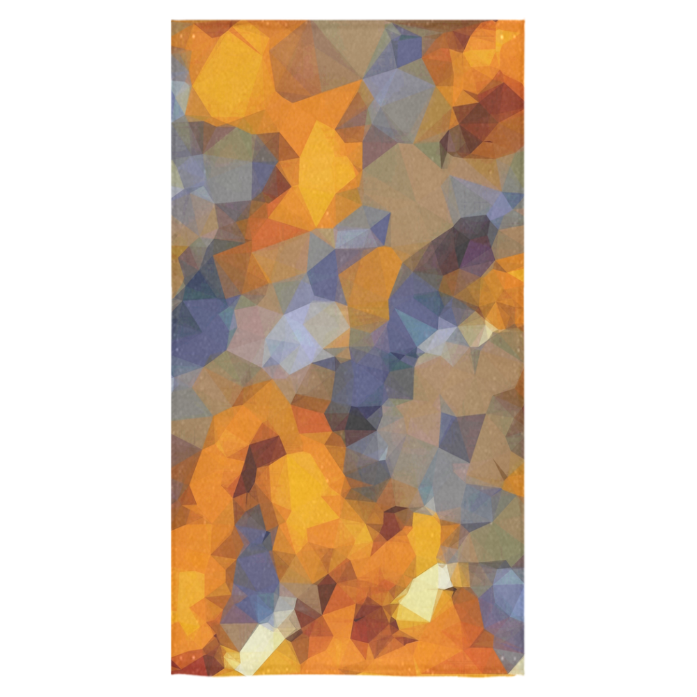 psychedelic geometric polygon abstract pattern in orange brown blue Bath Towel 30"x56"