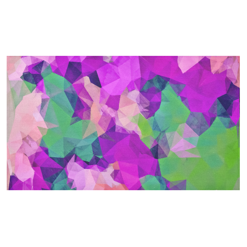 psychedelic geometric polygon pattern abstract in pink purple green Cotton Linen Tablecloth 60"x 104"
