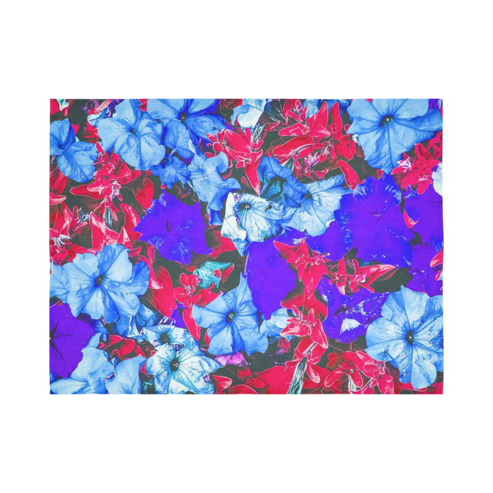 closeup flower texture abstract in blue purple red Cotton Linen Wall Tapestry 80"x 60"