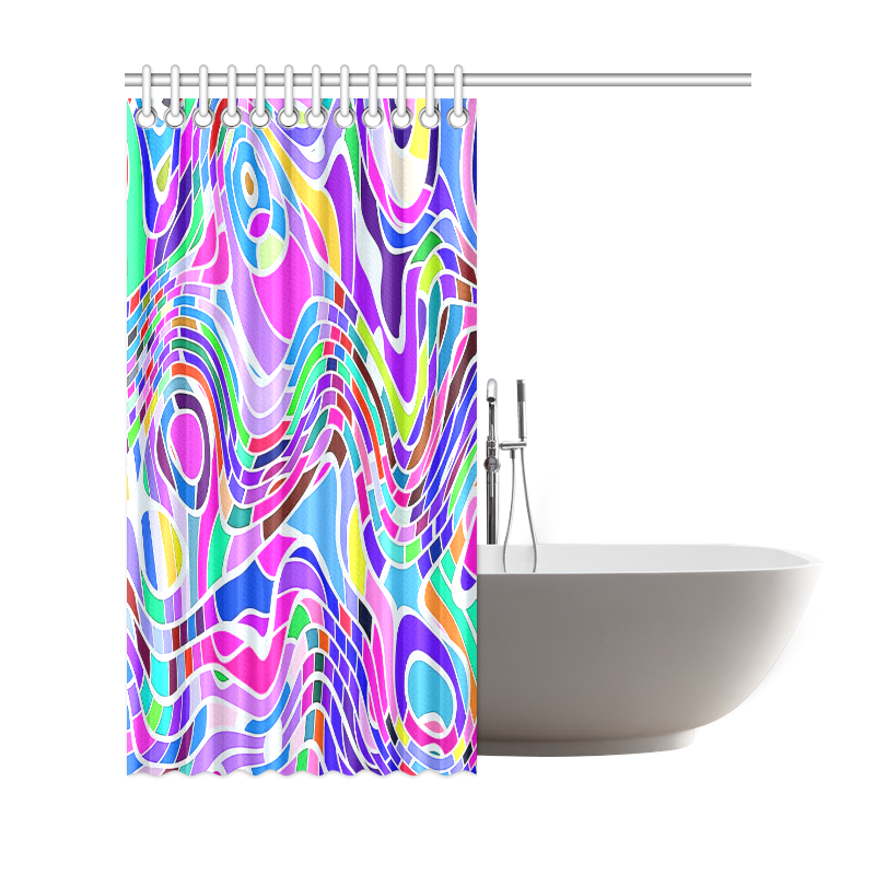 Abstract Pop Colorful Swirls Shower Curtain 69"x72"