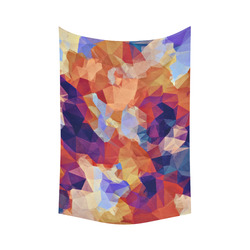 psychedelic geometric polygon pattern abstract in orange brown blue purple Cotton Linen Wall Tapestry 60"x 90"