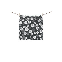 vintage skull and rose abstract pattern in black and white Square Towel 13“x13”