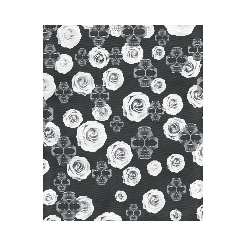 vintage skull and rose abstract pattern in black and white Duvet Cover 86"x70" ( All-over-print)