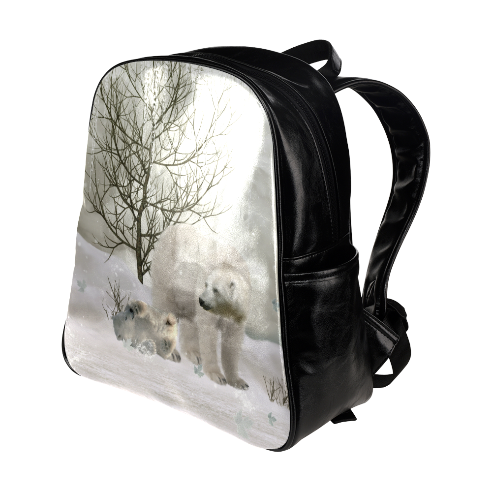 Awesome polar bear Multi-Pockets Backpack (Model 1636)