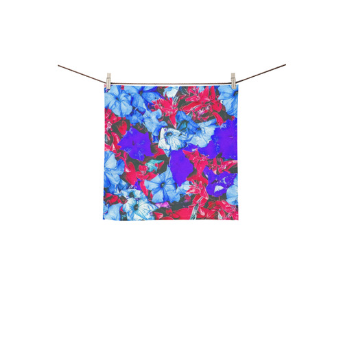 closeup flower texture abstract in blue purple red Square Towel 13“x13”