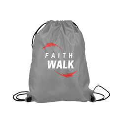 Faith Walk Gray Design Large Drawstring Bag Model 1604 (Twin Sides)  16.5"(W) * 19.3"(H)