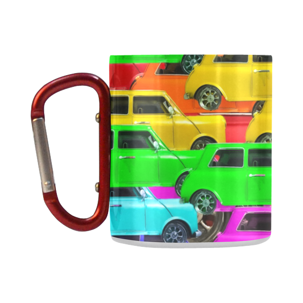 vintage car toy background in yellow blue pink green orange Classic Insulated Mug(10.3OZ)