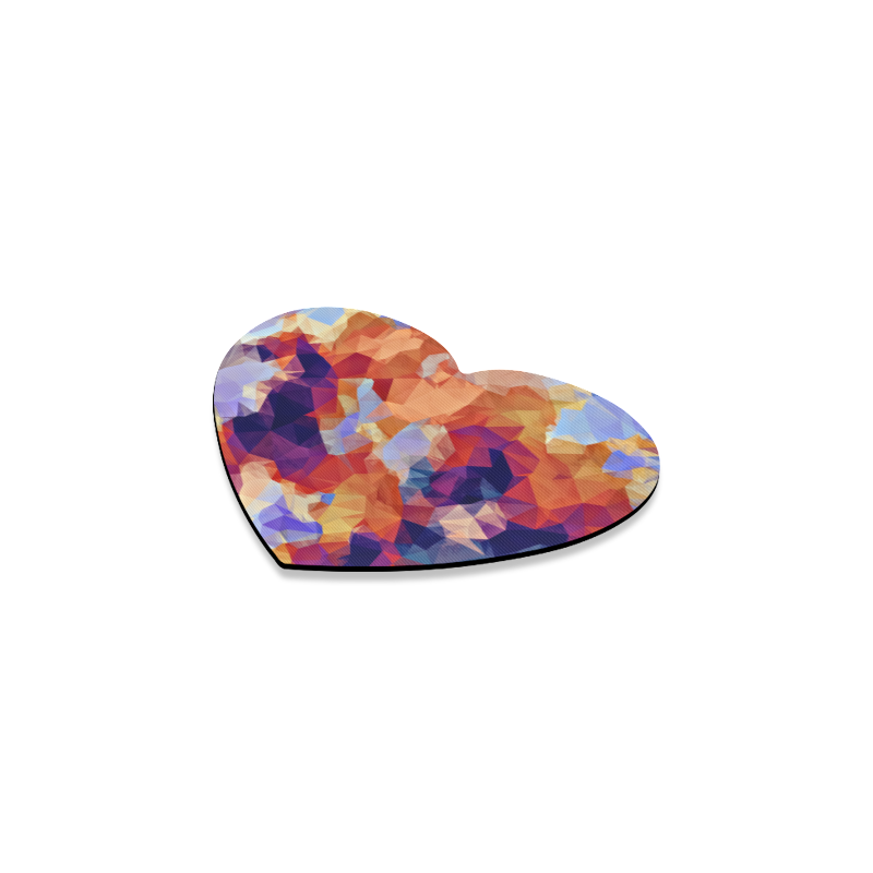 psychedelic geometric polygon pattern abstract in orange brown blue purple Heart Coaster