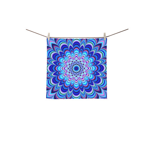 Neon blue striped mandala Square Towel 13“x13”