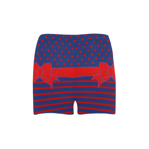 Polka Dots Stripes Ribbon blue red Briseis Skinny Shorts (Model L04)