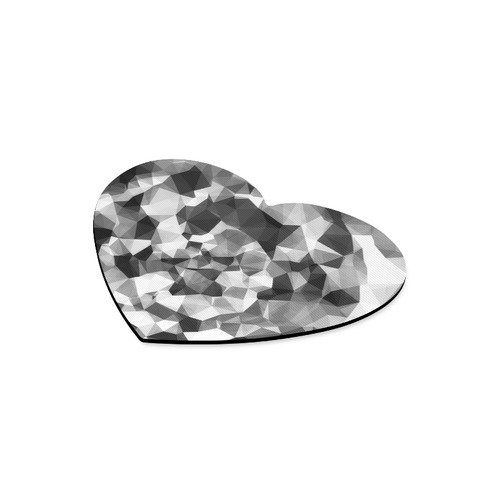 contemporary geometric polygon abstract pattern in black and white Heart-shaped Mousepad