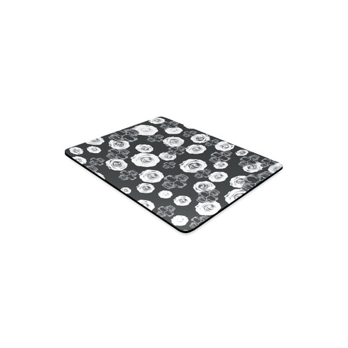vintage skull and rose abstract pattern in black and white Rectangle Mousepad