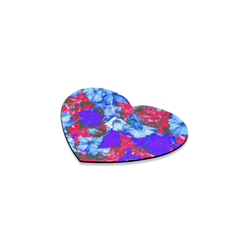 closeup flower texture abstract in blue purple red Heart Coaster