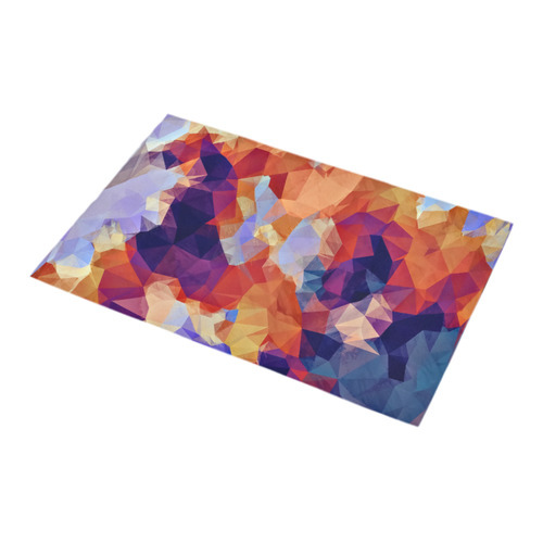 psychedelic geometric polygon pattern abstract in orange brown blue purple Bath Rug 16''x 28''