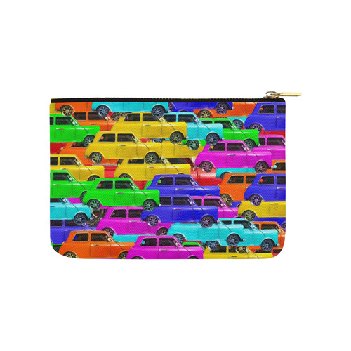 vintage car toy background in yellow blue pink green orange Carry-All Pouch 9.5''x6''