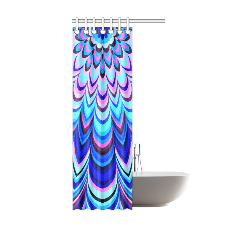 Neon blue striped mandala Half Version Shower Curtain 36"x72"