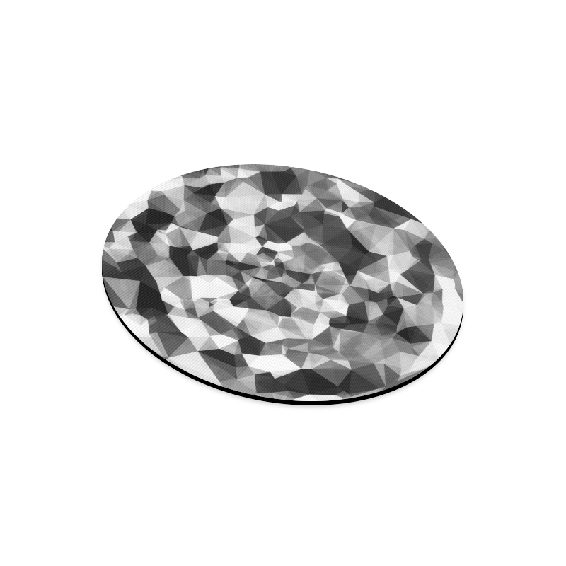 contemporary geometric polygon abstract pattern in black and white Round Mousepad