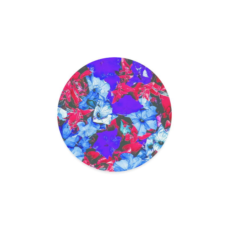 closeup flower texture abstract in blue purple red Round Coaster