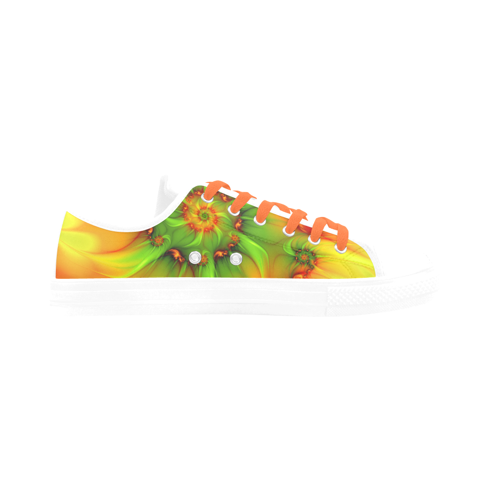 Hot Summer Green Orange Abstract Colorful Fractal Aquila Microfiber Leather Women's Shoes/Large Size (Model 031)