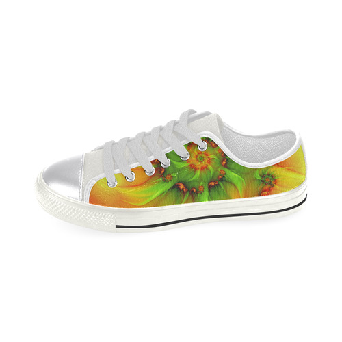 Hot Summer Green Orange Abstract Colorful Fractal Women's Classic Canvas Shoes (Model 018)
