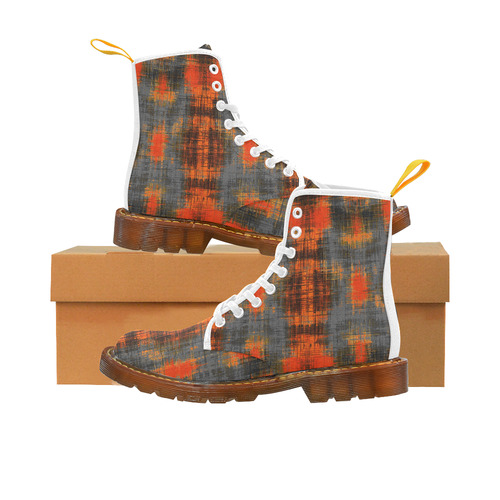 vintage geometric pattern abstract in orange brown black Martin Boots For Women Model 1203H