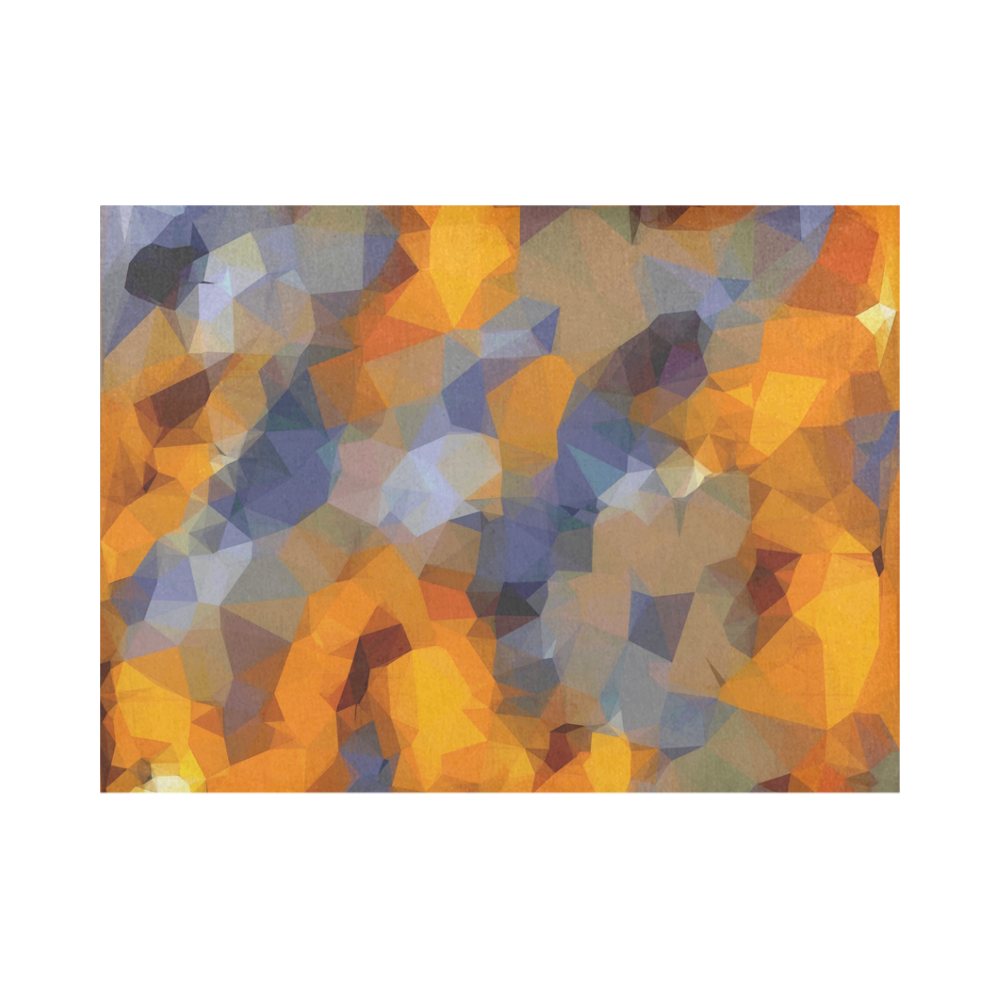 psychedelic geometric polygon abstract pattern in orange brown blue Placemat 14’’ x 19’’