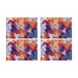 psychedelic geometric polygon pattern abstract in orange brown blue purple Placemat 12’’ x 18’’ (Four Pieces)