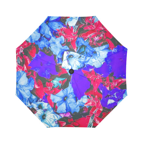closeup flower texture abstract in blue purple red Auto-Foldable Umbrella (Model U04)