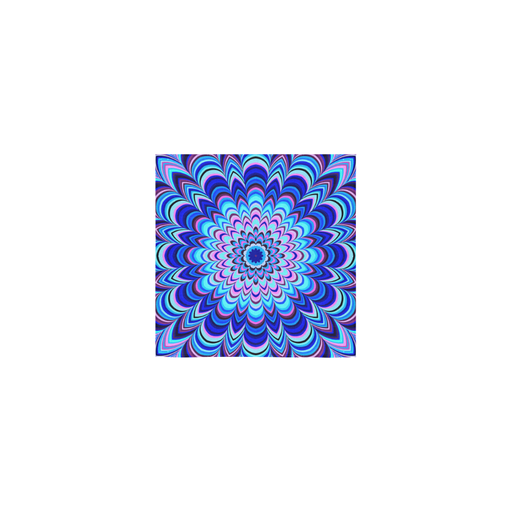 Neon blue striped mandala Square Towel 13“x13”