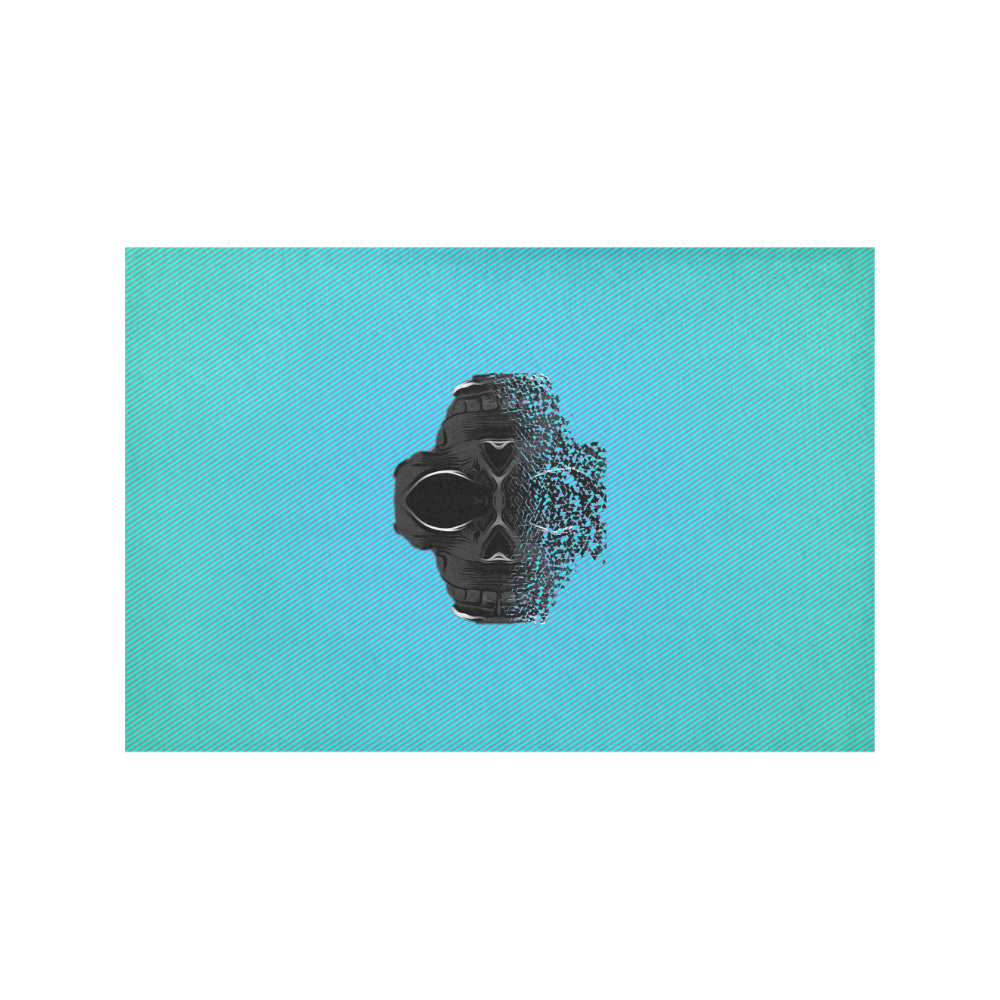 fractal black skull portrait with blue abstract background Placemat 12’’ x 18’’ (Set of 6)