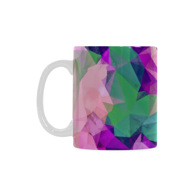 psychedelic geometric polygon pattern abstract in pink purple green White Mug(11OZ)