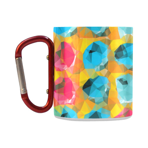 geometric polygon abstract pattern in blue orange red Classic Insulated Mug(10.3OZ)