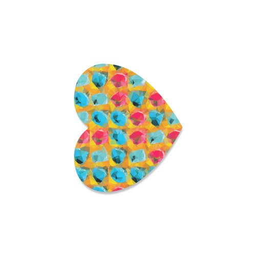 geometric polygon abstract pattern in blue orange red Heart Coaster