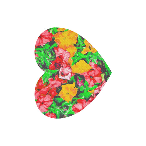 closeup flower abstract background in pink red yellow with green leaves Heart-shaped Mousepad