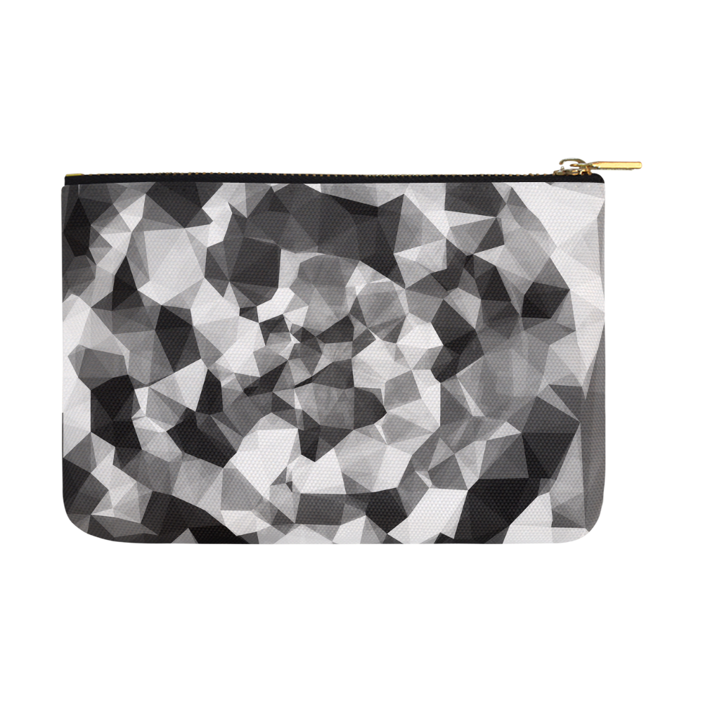 contemporary geometric polygon abstract pattern in black and white Carry-All Pouch 12.5''x8.5''