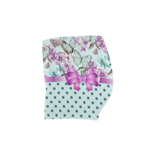 Watercolor Flowers Butterflies Polka Dots Ribbon T Briseis Skinny Shorts (Model L04)