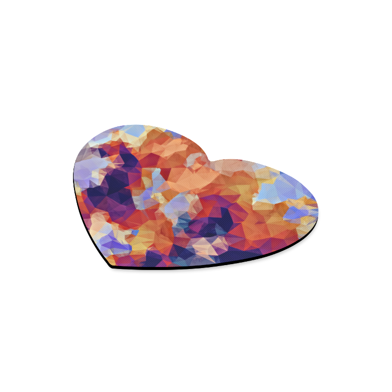 psychedelic geometric polygon pattern abstract in orange brown blue purple Heart-shaped Mousepad
