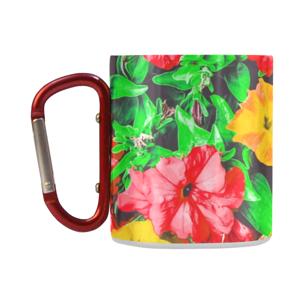 closeup flower abstract background in pink red yellow with green leaves Classic Insulated Mug(10.3OZ)