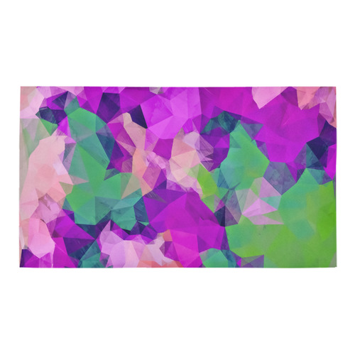 psychedelic geometric polygon pattern abstract in pink purple green Bath Rug 16''x 28''