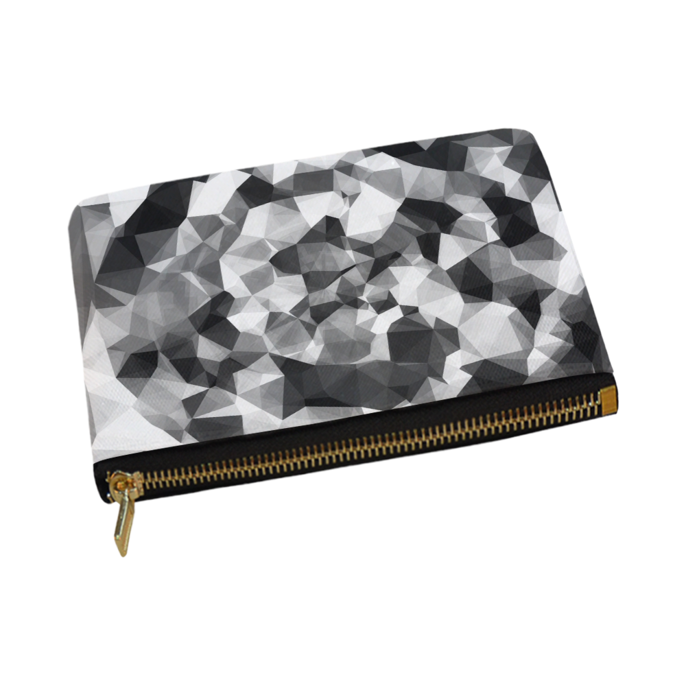 contemporary geometric polygon abstract pattern in black and white Carry-All Pouch 12.5''x8.5''