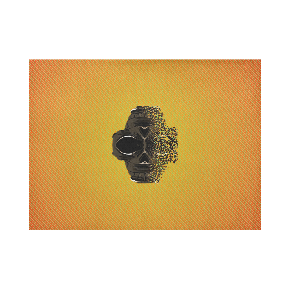 fractal black skull portrait with orange abstract background Placemat 14’’ x 19’’ (Set of 2)